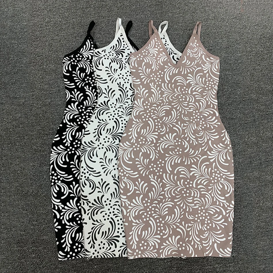 Новейшее летнее платье новое женское Бандажное с принтом высококачественное на