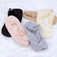 plofr b12 women lace cotton invisible non slip lace boat liner low cut socks