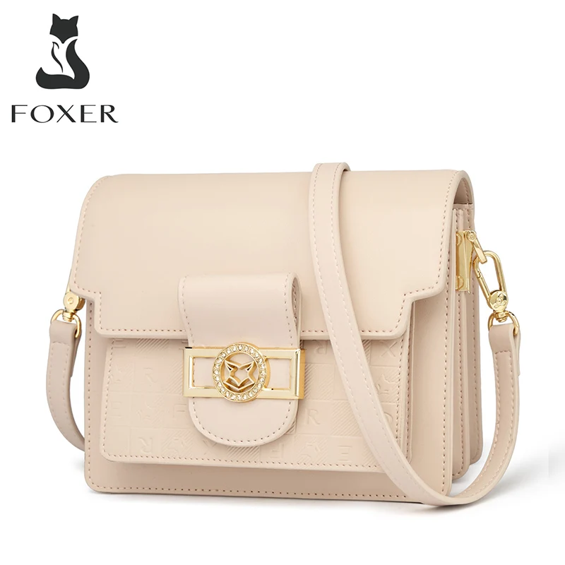 Женская вечерняя сумка FOXER черная кожаная сумка-клатч через плечо с клапаном 2019 |