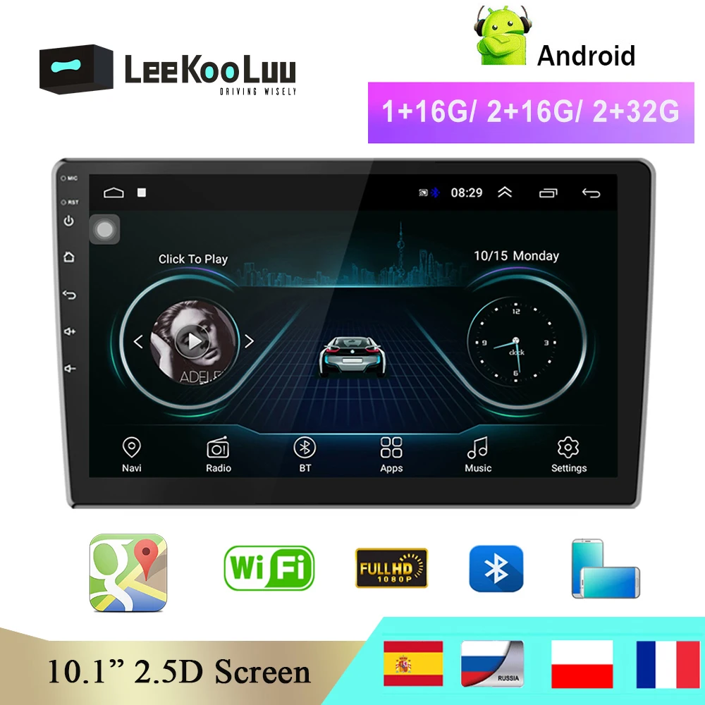 LeeKooLuu 2 din автомобильное радио GPS Android мультимедийный плеер Универсальный 10 1 &quot2.5D