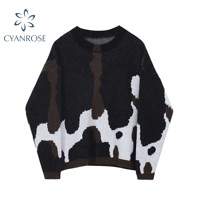 Oversized Fashion Casual Sweaters Women 2020 Autumn Winter Loose O Neck Pullovers Female Long Sleeve Harajuku Knitted Jumpers | Женская