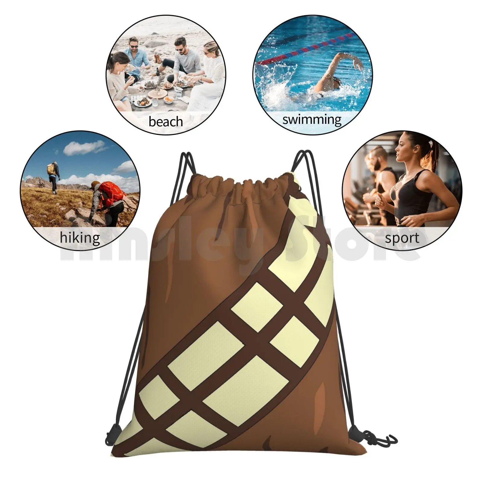 

Wookie Belt Backpack Drawstring Bags Gym Bag Waterproof Wookie Star Fur Belt Brown Chewy Chewie Han Solo Han Solo