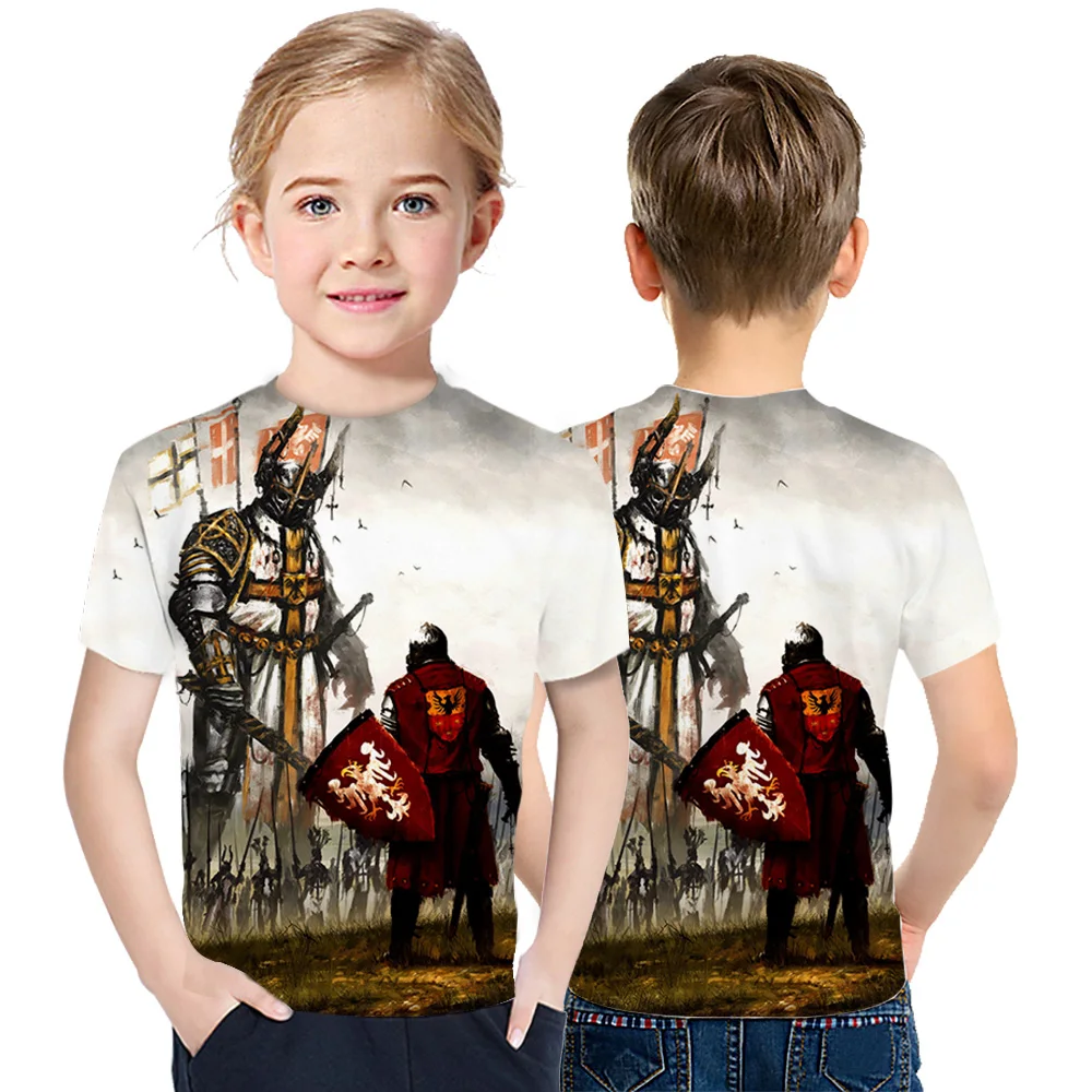 

Knight Templar Original Europe and America Boy And Girl T-Shirt Anime Fashion 3D Printed T-Shirt Kids 3D Round Neck Tee