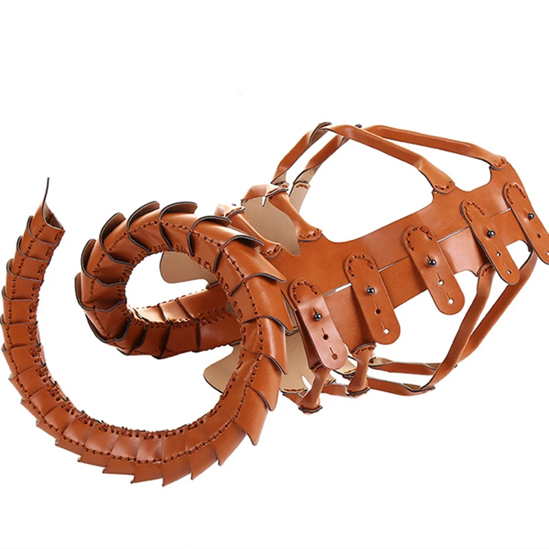 Маска на лицо для косплея из искусственной кожи реквизит в виде скорпиона