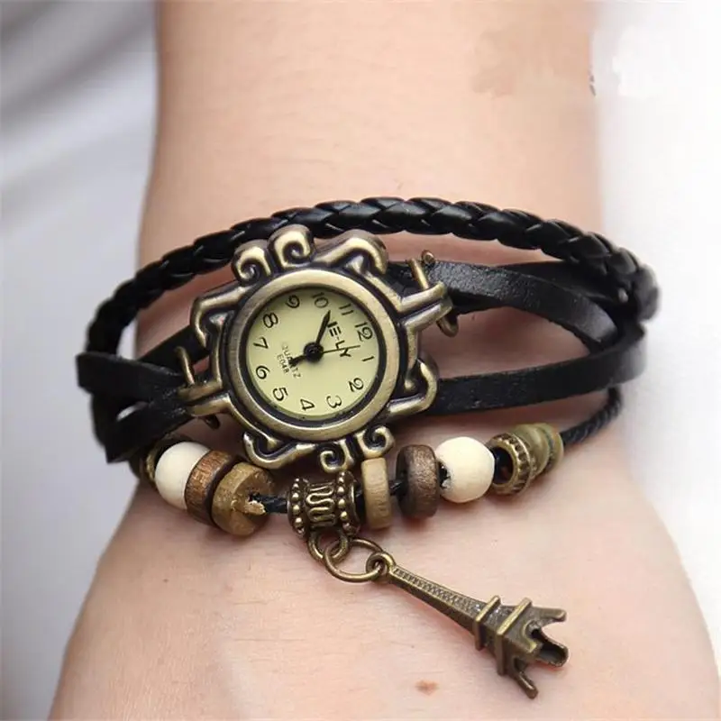 Часы женские модные 2017 высокое качество дешевые натуральная кожа винтажная
