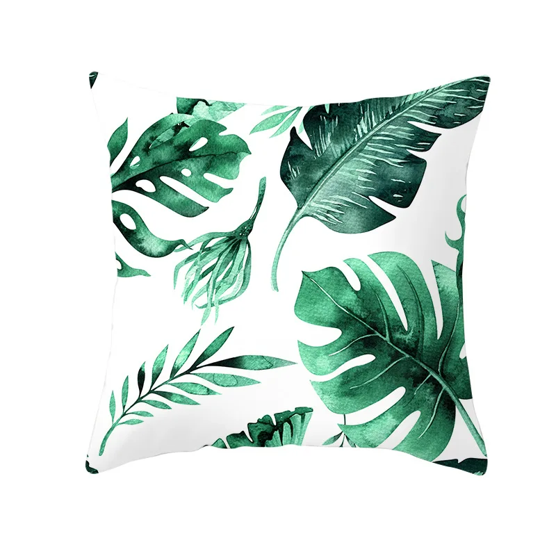 

45*45cm Tropical Plants And Fruits For Home Decoration Products Nordic Green Plants Pillowcase Sofa Cushion Cover