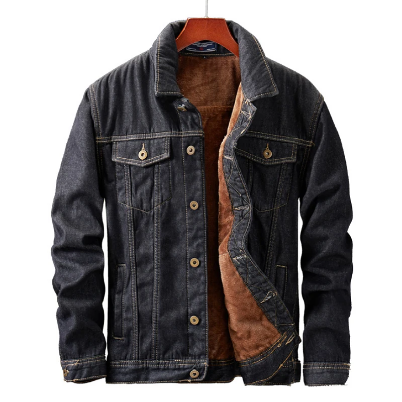 

2020 winter Men Jacket And Coat Warm Fleece Denim Jacket Fashion Mens Jean Jackets Outwear Male Cowboy