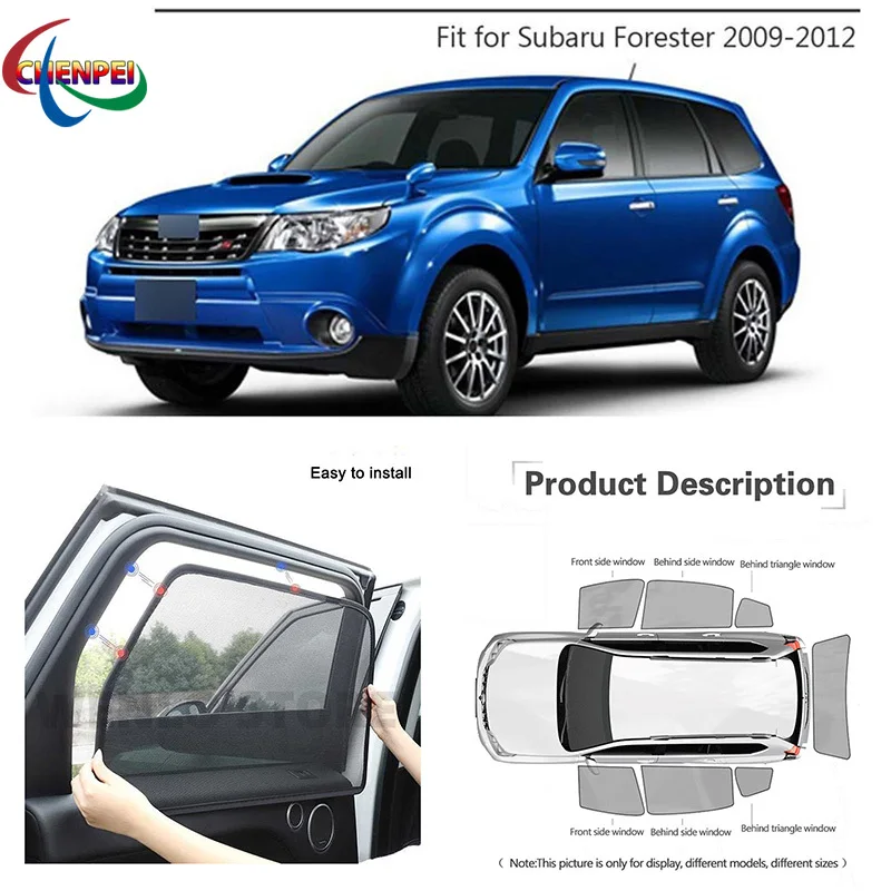 For Subaru Forester 2005-2012 Car Full Side Windows Magnetic Sun Shade UV Protection Ray Blocking Mesh Visor Car Accessories