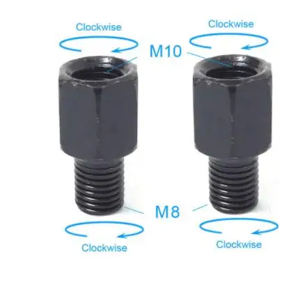 

Пара черных адаптеров для мотоциклетных зеркал M10 10 мм M8 8 мм болт для конверсии зеркал заднего вида против часовой стрелки с правой и левой резьбой