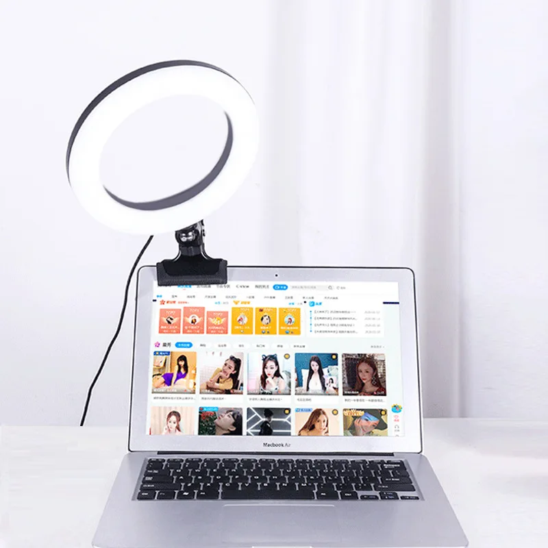 Anel de Luz com Suporte Desktop para Youtube Polegada Círculo Vídeo Live Stream Maquiagem Fotografia 6 Led