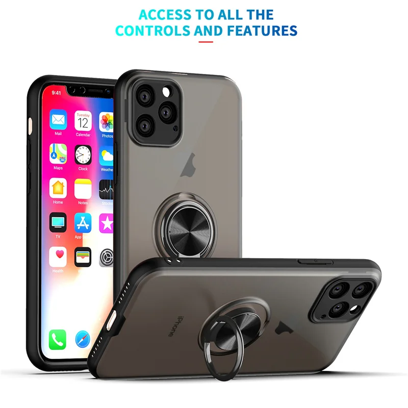 Магнитный чехол-подставка для телефона для iPhone 11 Pro Max кольцо на палец прозрачная броня для iPhone 11 Pro 7 8 6 6S Plus XR XS Max X