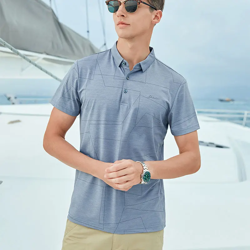 

Middle-aged man lapel t-shirts 2021 summer new light business casual T-shirt dad comfortable polo unlined upper garment jacket