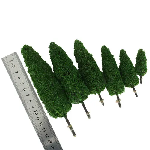

Set 6pcs 2.28 - 5.9 Inches Mini Models Cypress Trees Train Landscape Decor