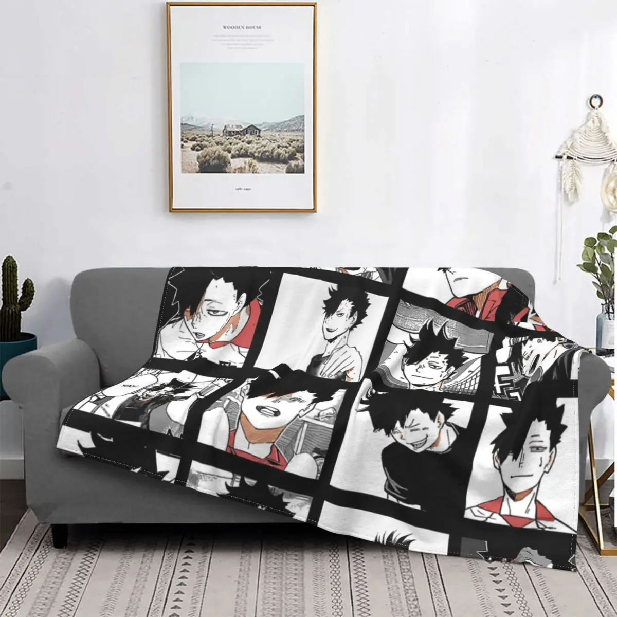 

Kuroo-Manta de Tetsurou, colcha a cuadros para cama, manta de Picnic, colcha de verano
