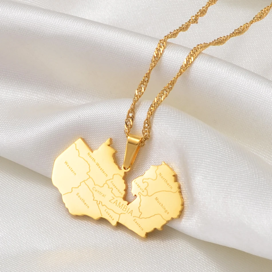 Ожерелье с подвеской в виде карты Замбии от Anniyo ожерелья для женщин и девушек