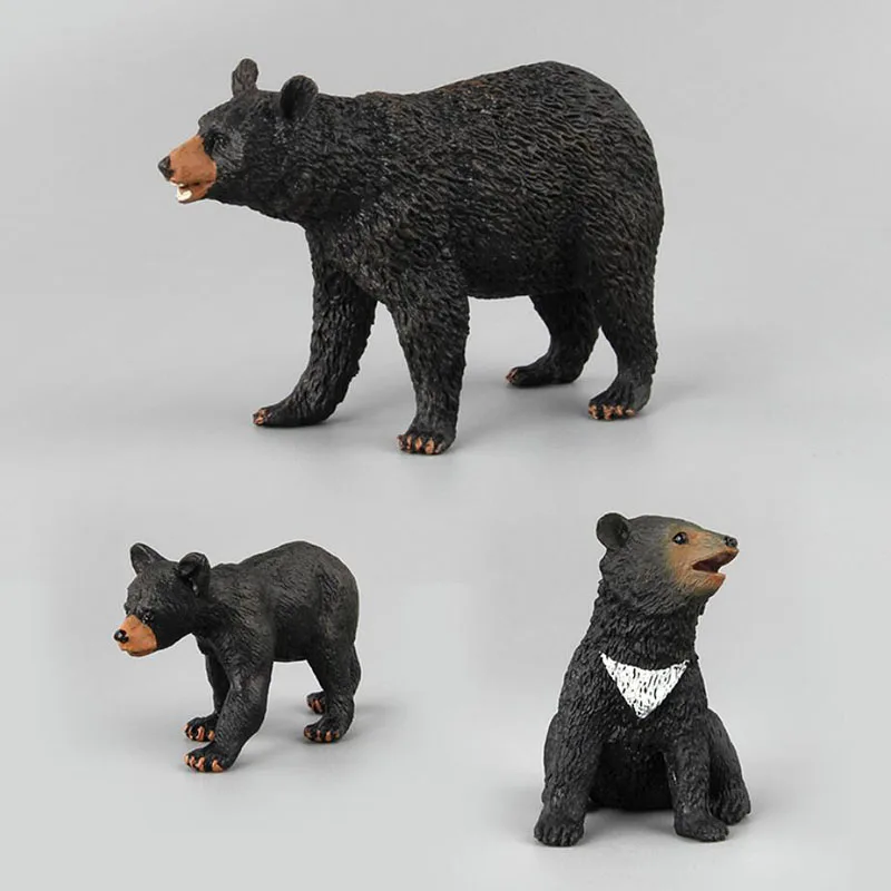 

2020 New Arrival Black Bear Model Simulation Zoo Animal Wild Life Bear Model Toy Kids Gift