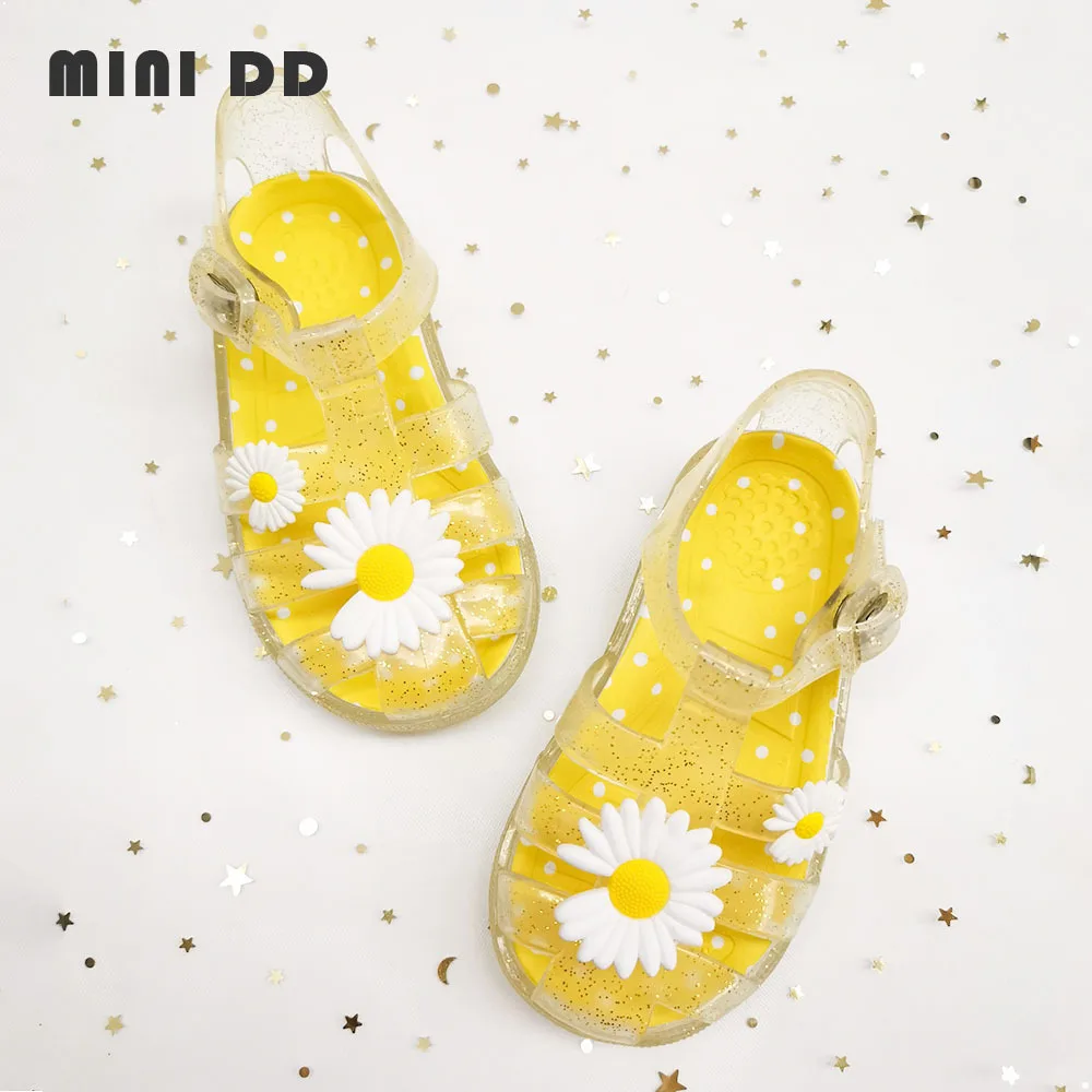 

Mini DD high Summer 2022 new small daisy girl sandals flower Kids jelly shoes Korean children roma jelly Beach shoes DD016