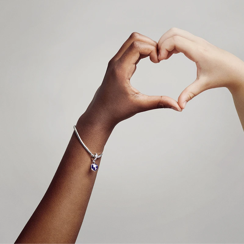 

Silver Clip Real 925 Sterling Silver Blue Enamel Earth Planet Dangle Charm Pendant fit Original Pandora Bracelet Silver Jewelry