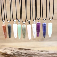 natural rose quartz crystal gemstones bullet pendant healing crystal crystal point necklace charms women jewelryqc3195