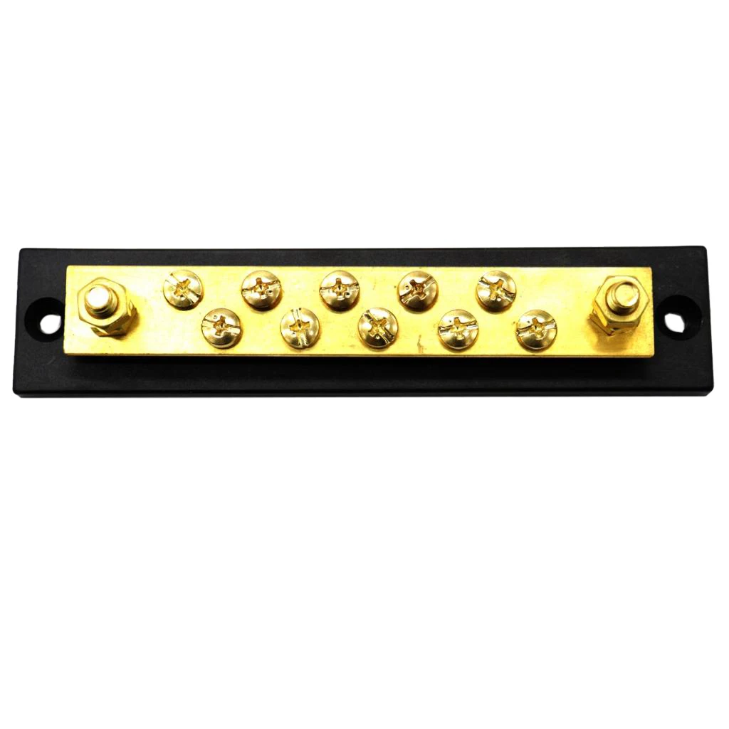 

Brass Bus Bar Terminal Block, 150A 10-Point Bus Bar Power Distribution Block
