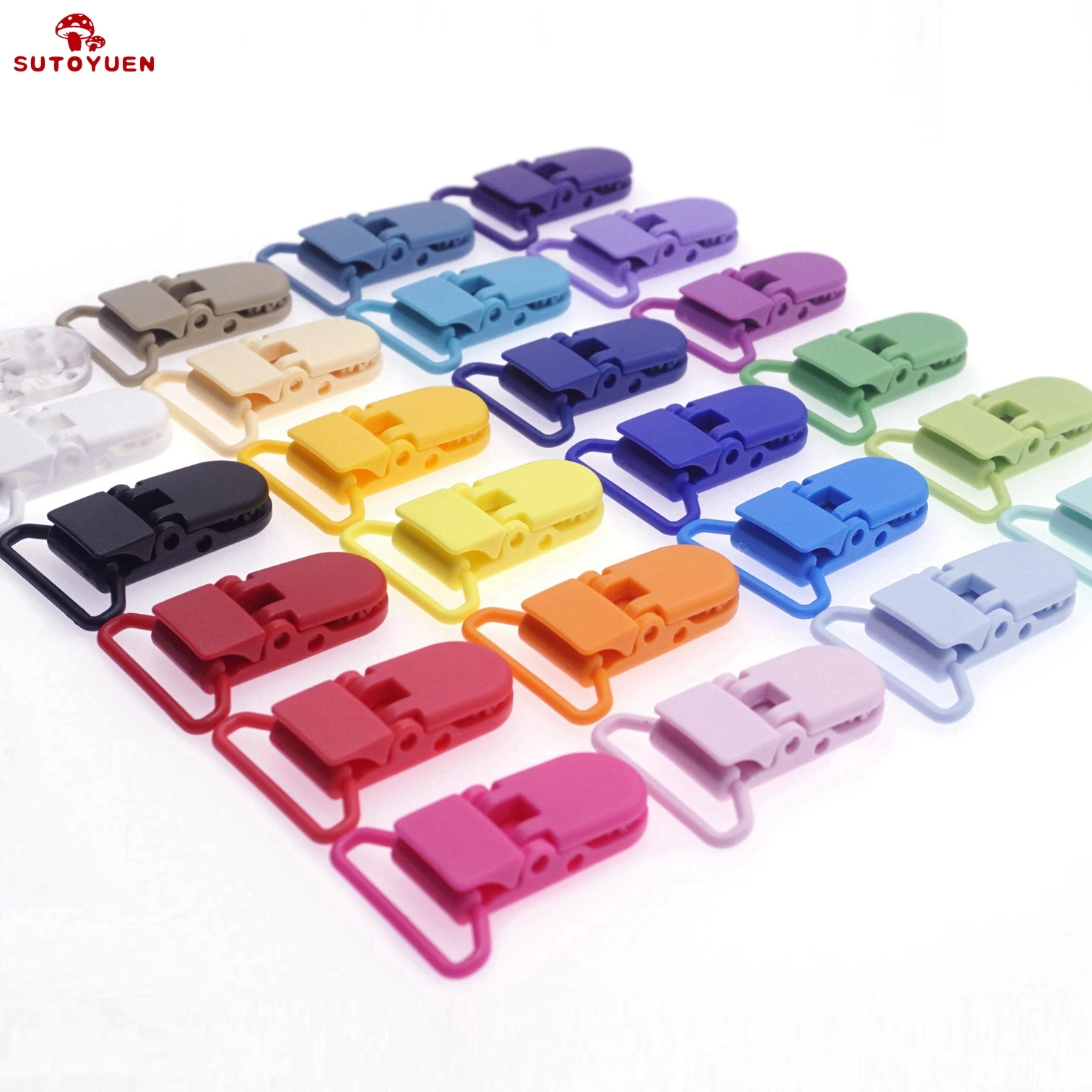 800pcs Sutoyuen 25MM Hot D Shape Kam Plastic Suspender Baby Pacifier Clips Dummy Soother Chain Holder for 25mm Ribbon