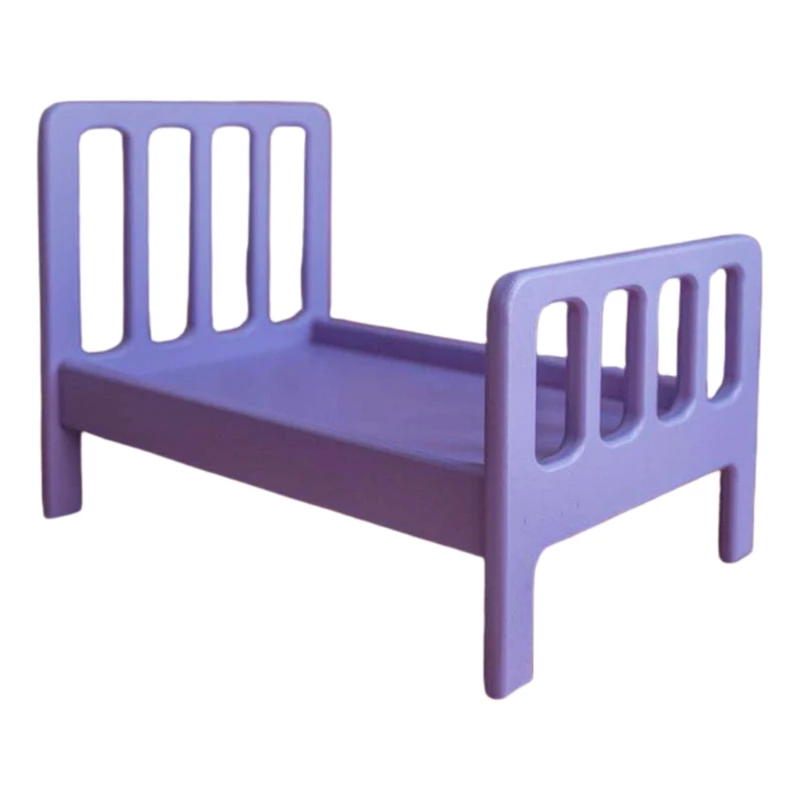 

Newborn Photography Props Wooden Bed Purple Crib Photo Shooting Posing Accessory