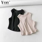 Женский винтажный укороченный топ в стиле панк, черный укороченный топ без рукавов в Корейском стиле, лето 2020