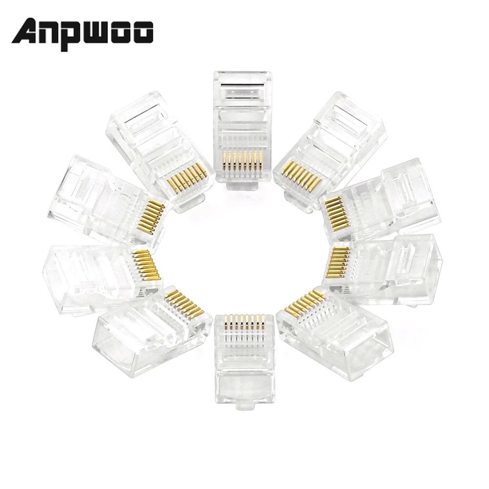 Cat5 Cat5e RJ45 сетевой разъем 8P8C модульный Ethernet-кабель штекер с позолоченным покрытием
