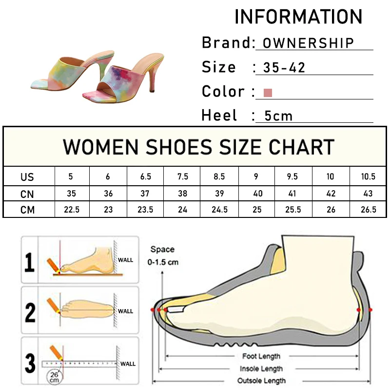 

2021 Women Rainbow Summer Square Heels Fashion Slippers Female Sexy Party Casual New Shoes Ladies Outside Footwear Plus Size 42