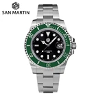 Мужские часы San Martin Sub 41 мм, роскошные водные часы с призраком PT5000 SW200, подводные автоматические механические сапфировые часы с датой циклопа 20 бар, светящиеся