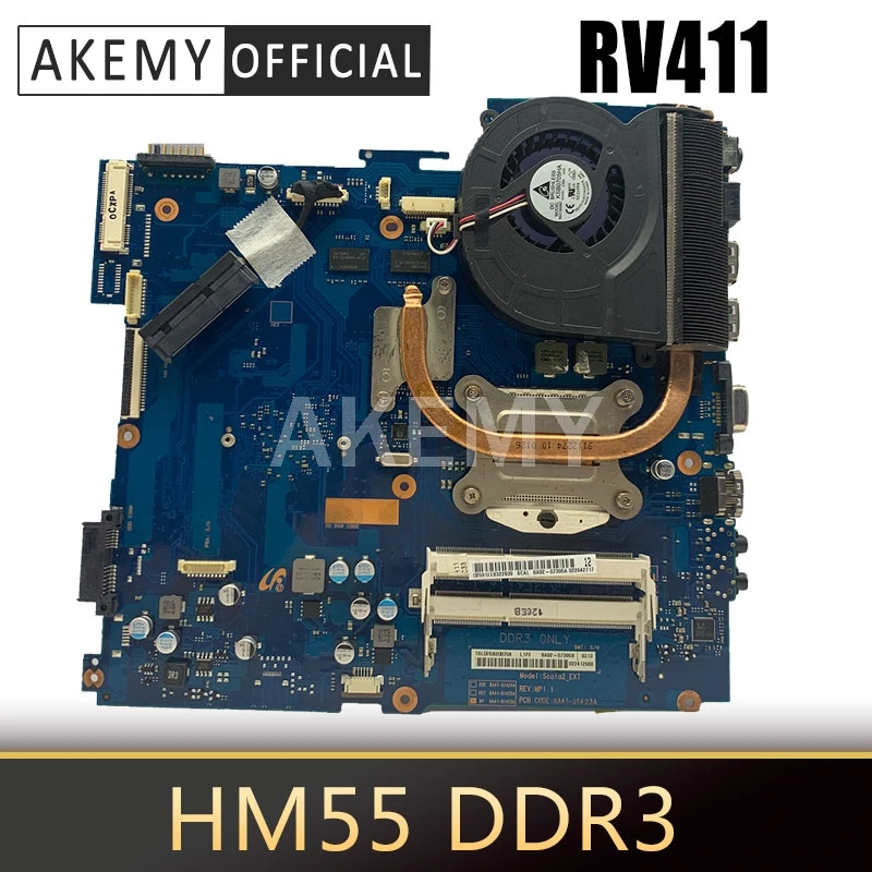 

AKEMY for Laptop motherboard For SAMSUNG RV411 Mainboard BA92-07395B BA41-01432A HM55 DDR3 Free heatsink & HDD cable