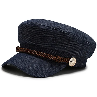 Темно-синяя шляпа Военная Женская Gorra Cuero Marines Военная детская атласная фуражка капитана Marines джинсовая мода темно-синие Шляпы Путешествия Кепка-кадетка Кепка Капитана - Цвет: 1