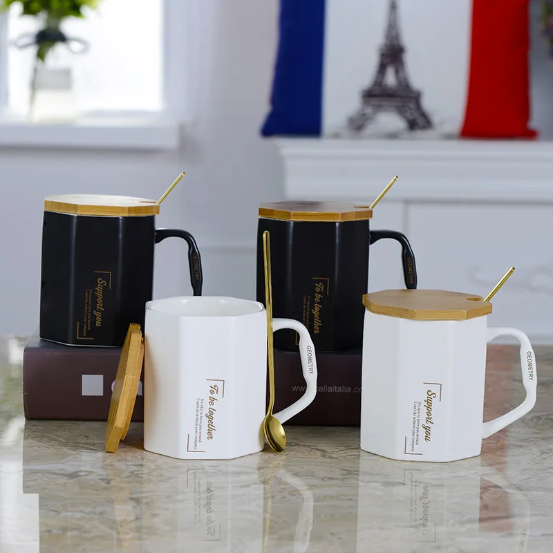 Кофейные молочные чашки в скандинавском стиле с крышкой и ложкой рождественские