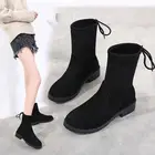 Ботинки женские на толстом каблуке, короткие женские ботинки на резиновой подошве, бархатные ботинки в Корейском стиле, новинка 2020