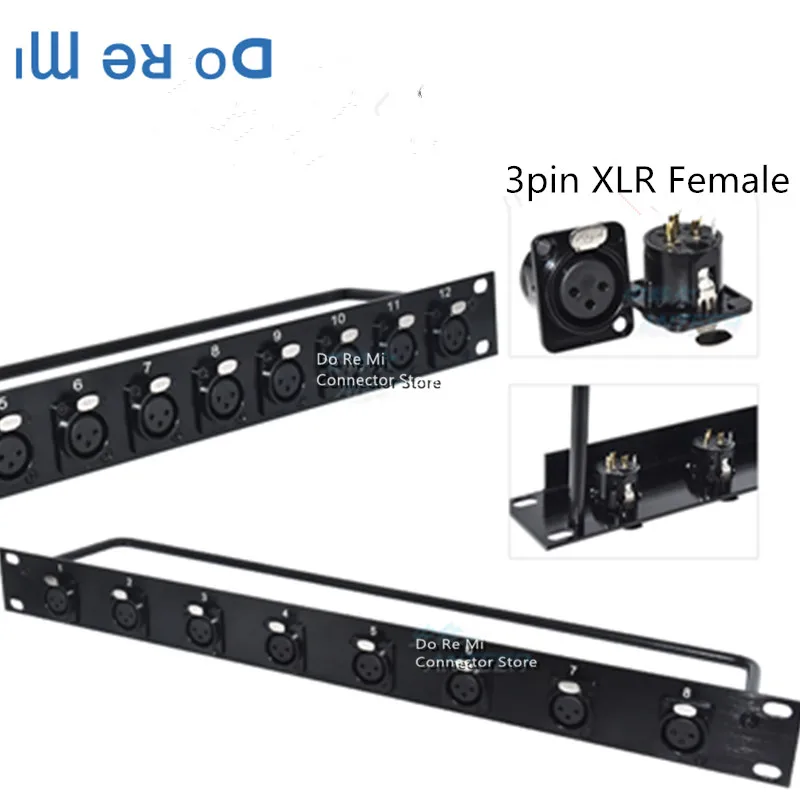 

XLR трехжильный 3-контактный разъем 1U кабинет проводка из алюминиевого сплава стойка патч-панель 8 12 16 Way XLR Male Canon коннектор 19 дюймов