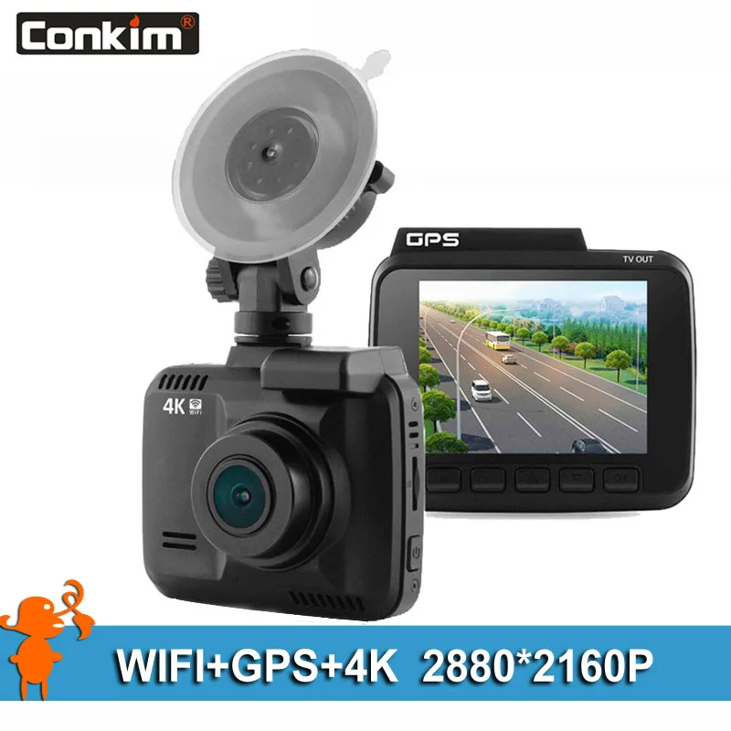 Видеорегистратор Conkim с GPS Wifi 4K 2880x2160P ночное видение Novatek 96660 2 4 &quot черный