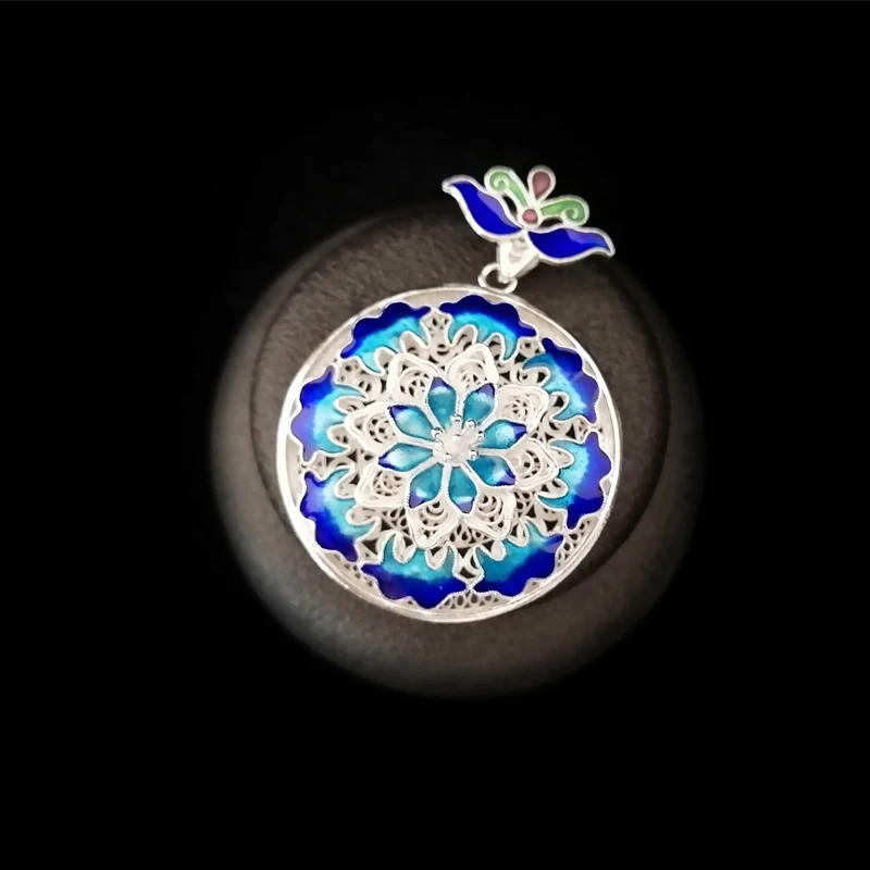 Bastiee Custom Necklace Pendant 999 Sterling Silver Cloisonne Enamel Jewelry Women Personalized Pendants Hmong Handmade