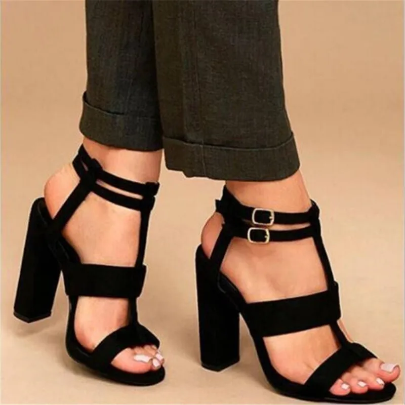 

Hot 2021 Sandalia Feminina Summer Gladiator High Heels Peep Toe Sandals Casual Shoes Woman Waterproof Platform Sandals