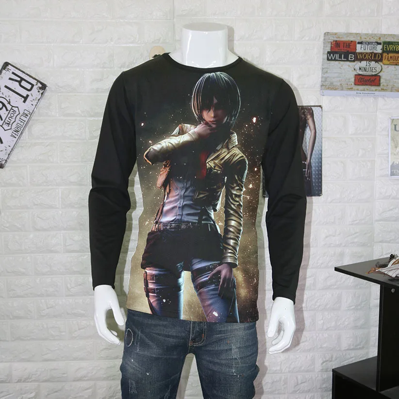Футболка для косплея атака на Титанов костюмы с длинным рукавом мужчин и женщин