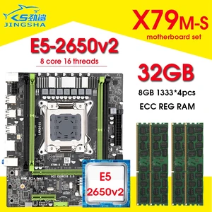 x79 motherboard set intel xeon e5 2650 v2 cpu m 2 matx with 4cps 8gb 32gb ddr3 1333mhz 10600 ecc reg ram m 2 ssd interface free global shipping