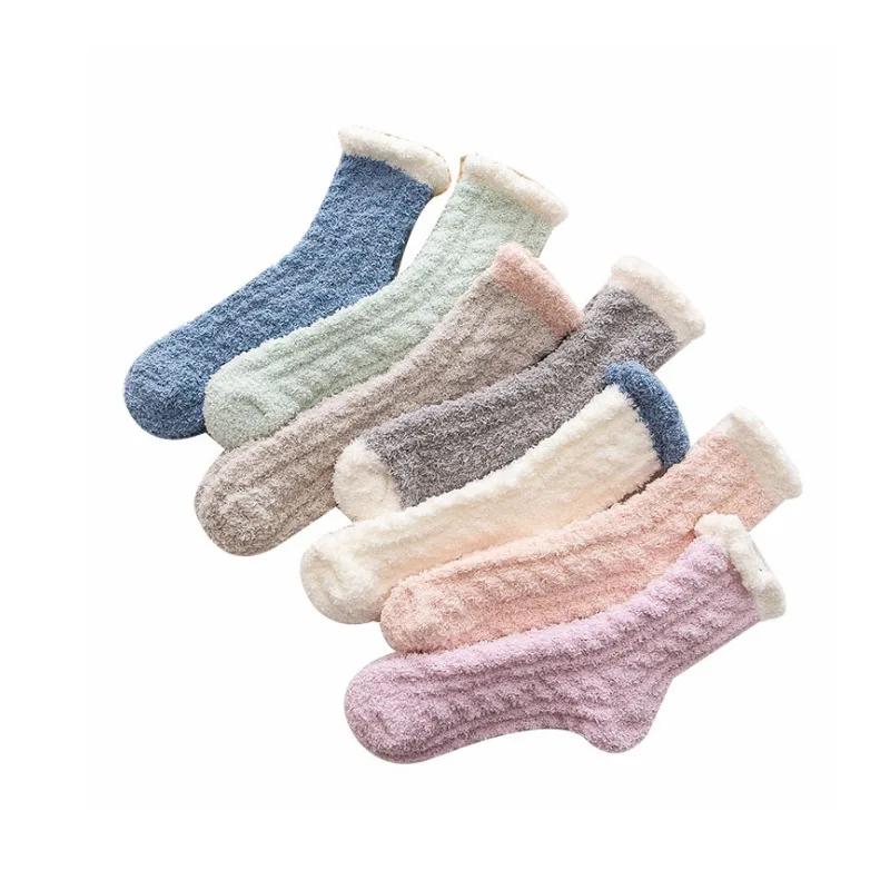 20 Pairs/set Sleeping Socks Female Thickened Warm Middle Tube Household Women Socks Floor Socks Coral Velvet Sock Wholesale Gift
