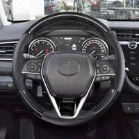 car steering wheel cover hand sewing genuine leather for toyota camry 2018 2019 avalon 2018 2020 rav4 2019