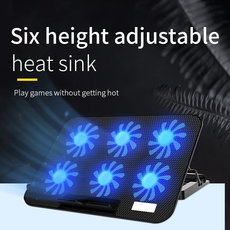

Cooling Base Laptop Cooling Pad Gaming Laptop Stand Cooler Six Fans Two USB Port 2400RPM Adjustable Notebook Stand For Laptop