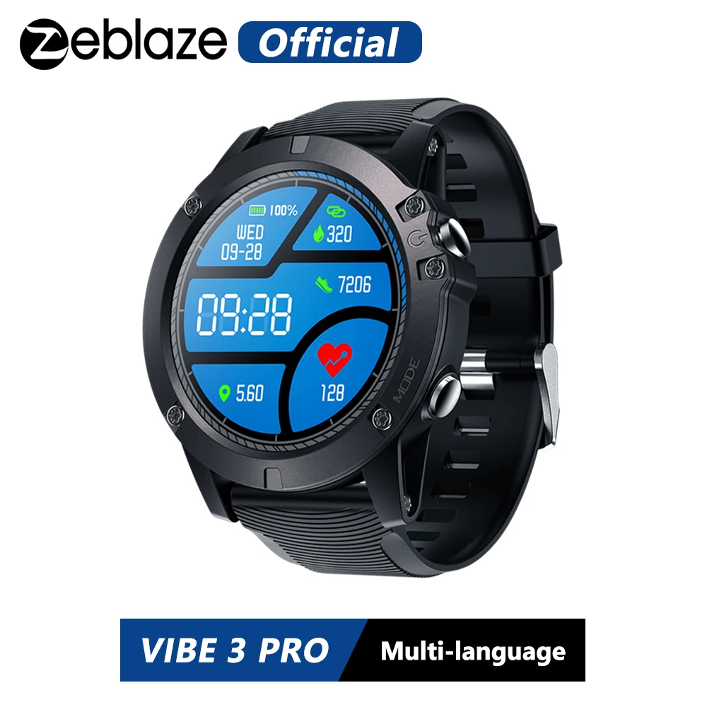 Zeblaze VIBE 3 PRO, цветной сенсорный дисплей, спортивные Смарт-часы, пульсометр, IP67, водонепроницаемые, Погодный пульт, музыка, для мужчин, для IOS и Android