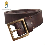fajarina unique design mens retro personality men thickening solid brass metal pure layer cowhide jeans belt leather n17fj1021