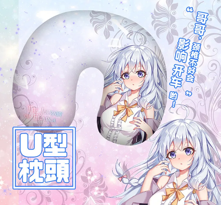 

Подушка с U-образным вырезом из аниме The Journey Of Elaina, подушка для путешествий, теплые зимние Мультяшные плюшевые игрушки 7192