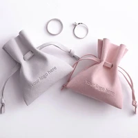 100pcs dark pink custom jewelry packaging pouches custom logo chic small wedding favor microfiber jewelry bags