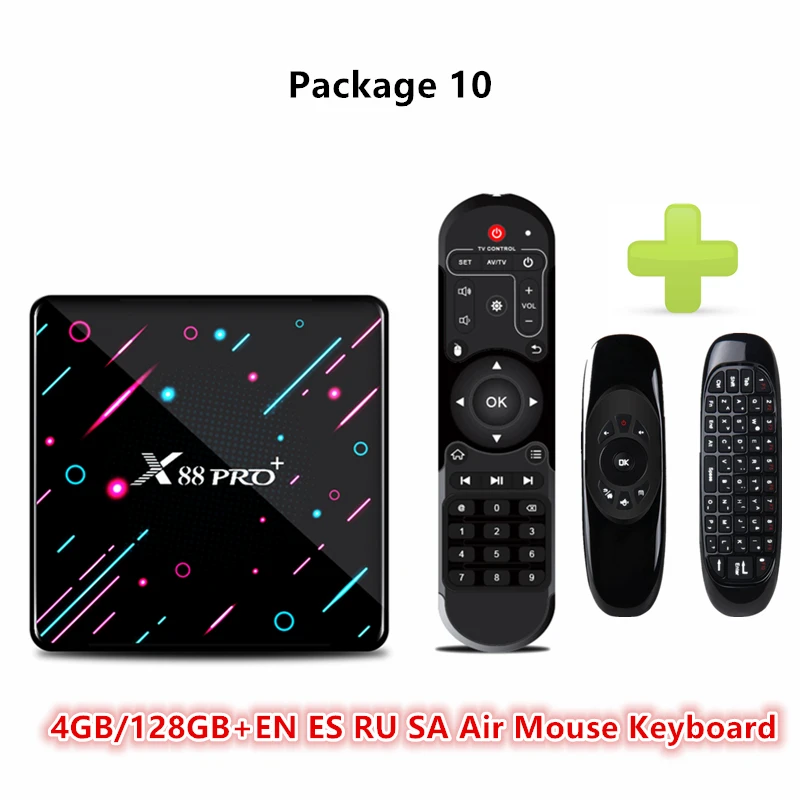 128G EN Air Mouse HAAYOT Android 9.0 Smart TV Box Rockchip Rk3368 8 core 4G 64G/128G Set Top Box Wifi Tvbox Gamer 4K IPTV Mediaplayer Box X88 Pro - Цвет: 128G EN Air Mouse