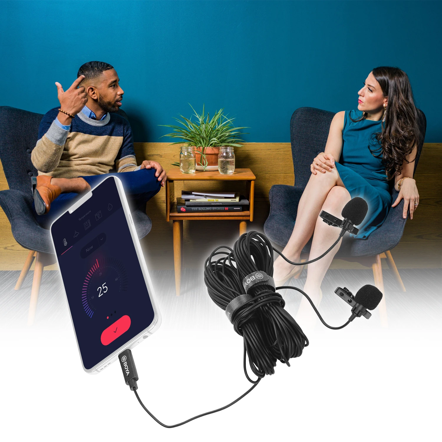 BOYA мини микрофон Микрофон всенаправленный двойной головкой петличный лацкан с 6