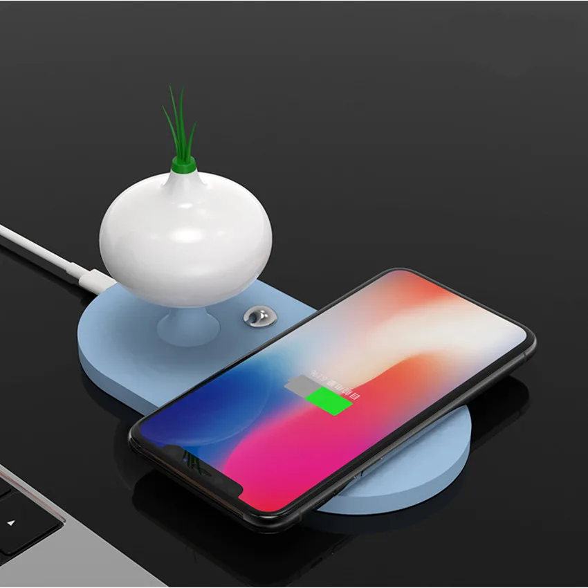 Беспроводное зарядное устройство ночной Светильник для iPhone 11Pro Qi быстрое индукционное зарядное устройство лампа без провода для samsung Galaxy Note 9 10 Xiaomi Mi